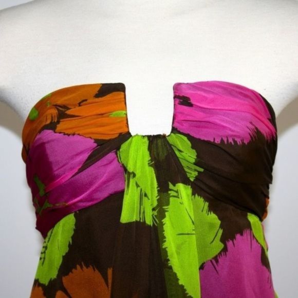 MILLY MULTI-FLORAL STRAPLESS DRESS SIZE 4 - Picture 5 of 6